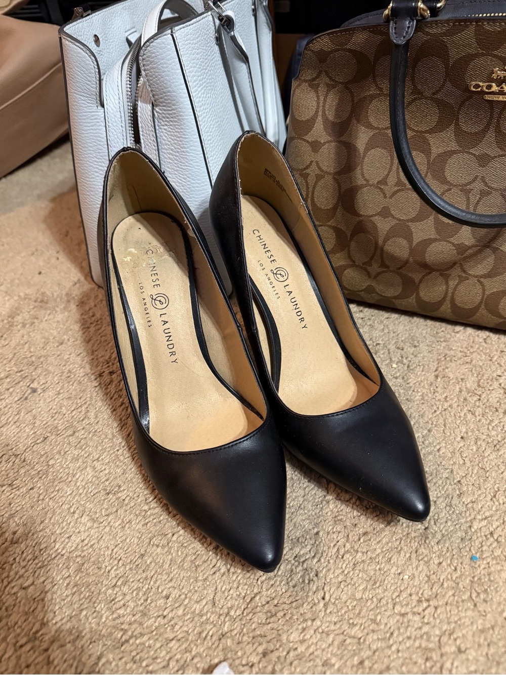 Chinese Laundry Black Pointed-Toe Pumps with Classic Silhouette